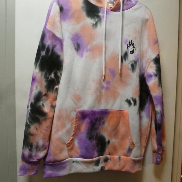 Tie Dye Hoodie with front pocket and logo "KEEP THE MOOD" Women's - Picture 4 of 11